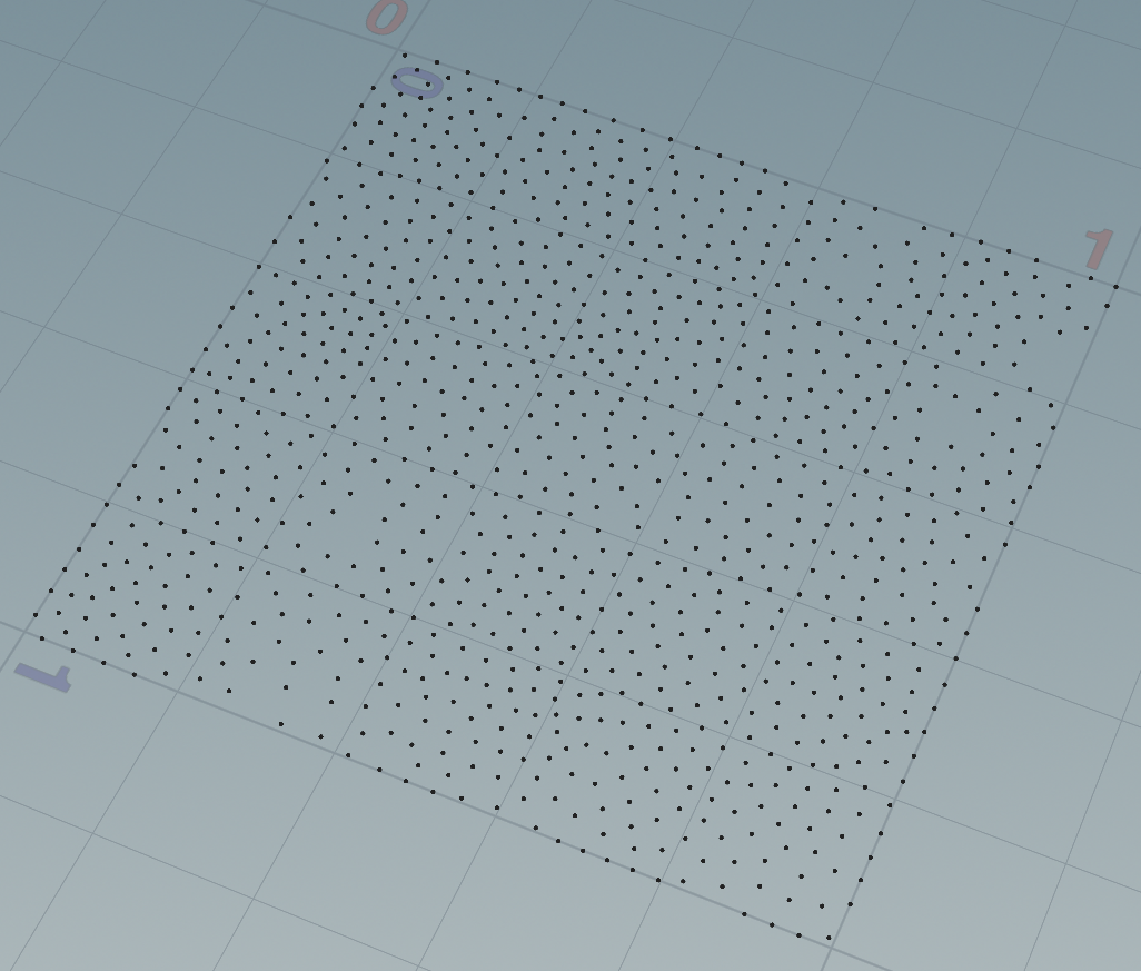 Points scattered all inside a grid